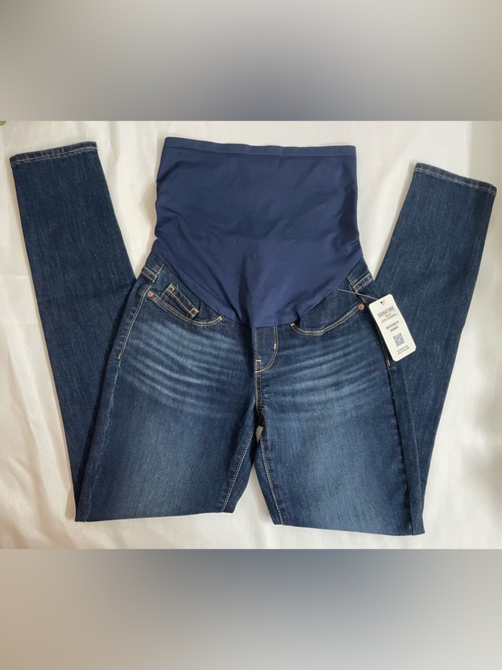 Signature by Levi Strauss Maternity High-Rise Jeans with Navy Overbump Panel  XS